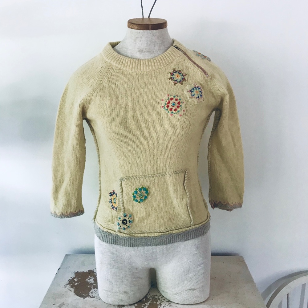 Free People XS crop wool boho/folk sweater